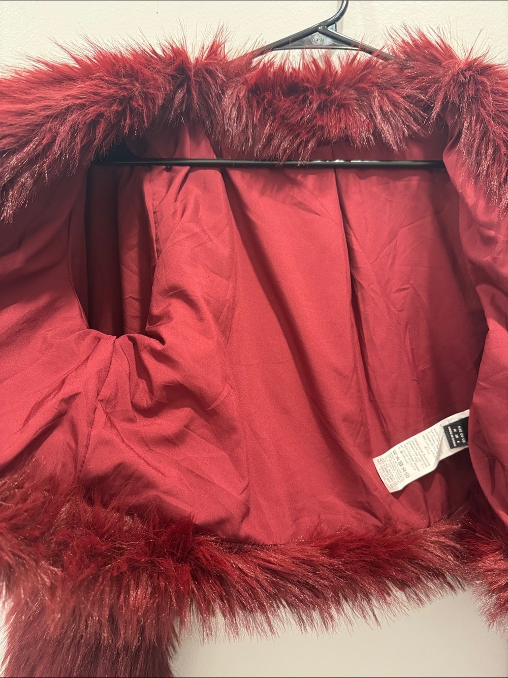 JBL Burgundy Faux Fur Cropped Jacket - Picture 3 of 5